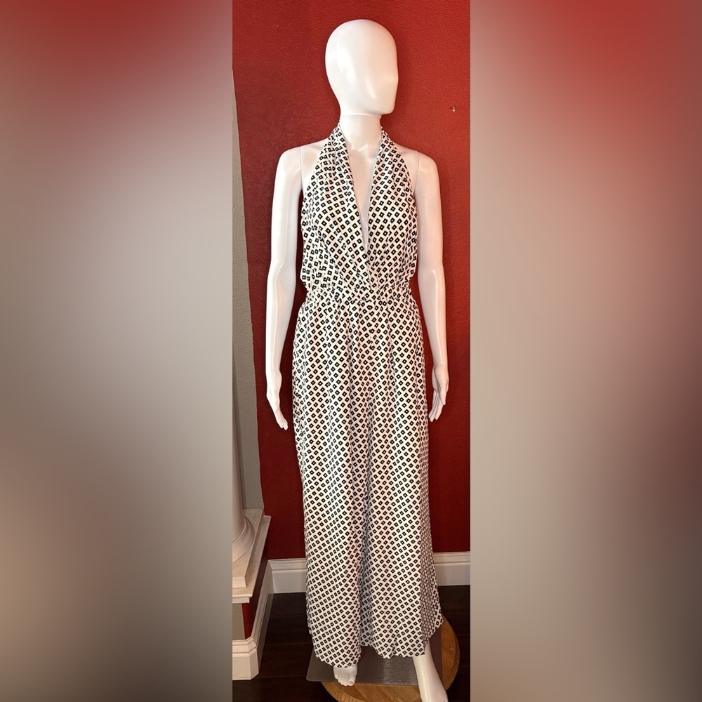 NWT SAYLOR Larkin Geometric Print Halter Wide Leg Jumpsuit. Size M